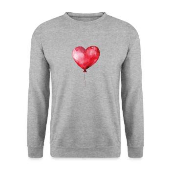 Herz Ballon Geburtstag Liebe - Unisex Pullover - Weißgrau meliert - Vorne - Alina (178cm) & Michal (187cm)