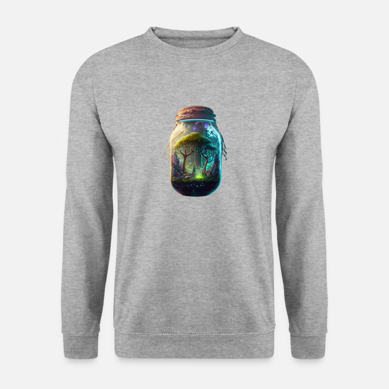 Ein magischer Wald im Glas - Unisex Pullover - Weißgrau meliert