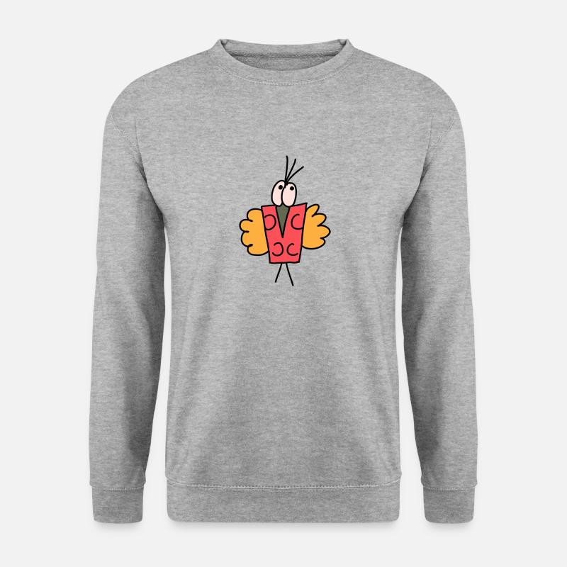 Schobbti Rot - Unisex Pullover - Weißgrau meliert