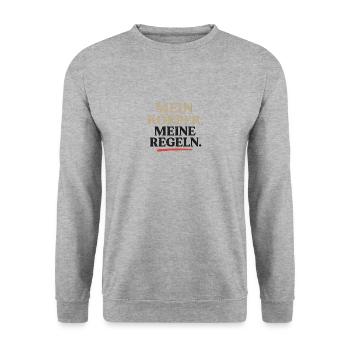 Mon corps, mes règles. - Sweat-shirt Unisexe - gris chiné - Devant - Alina (178cm) & Michal (187cm)