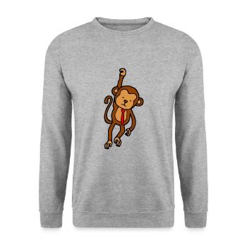 Bracket Monkey with Tie - Funny Monkey - Unisex Sweatshirt - salt & pepper - Front - Alina (178cm) & Michal (187cm)