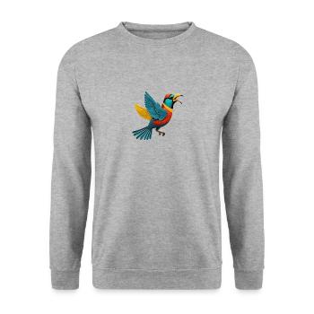 Tropischer Vogel (Magical Animals Collection) - Unisex Pullover - Weißgrau meliert - Vorne - Alina (178cm) & Michal (187cm)