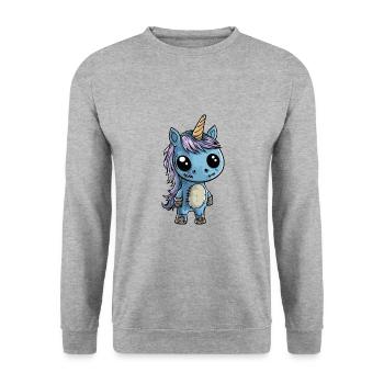 Licorne Halloween Bande dessinée drôle - Sweat-shirt Unisexe - gris chiné - Devant - Alina (178cm) & Michal (187cm)