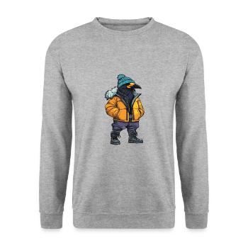 Corbeau Corbeau Drôle d’hiver - Sweat-shirt Unisexe - gris chiné - Devant - Alina (178cm) & Michal (187cm)