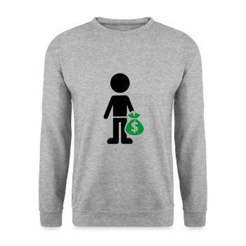 Business Geld Hustle - Unisex Pullover - Weißgrau meliert - Vorne - Alina (178cm) & Michal (187cm)