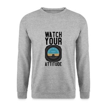 Watch Your Attitude - Unisex Sweatshirt - salt & pepper - Front - Alina (178cm) & Michal (187cm)
