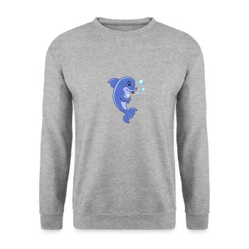 Delphin - Unisex Pullover - Weißgrau meliert - Vorne - Alina (178cm) & Michal (187cm)
