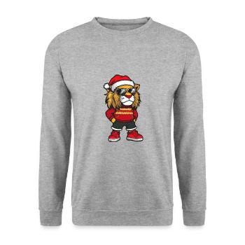 Lion Christmas X-Mas - Unisex Sweatshirt - salt & pepper - Front - Alina (178cm) & Michal (187cm)