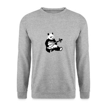Music Panda - Unisex Pullover - Weißgrau meliert - Vorne - Alina (178cm) & Michal (187cm)