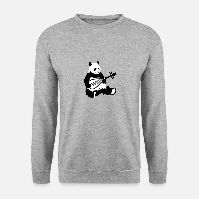 Music Panda - Unisex Pullover - Weißgrau meliert