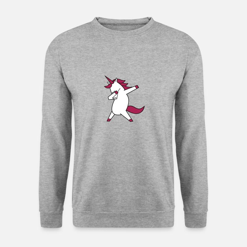 dabbing unicorn - Unisex Pullover - Weißgrau meliert