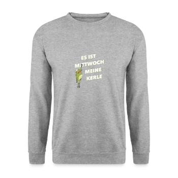 Es Ist Mittwoch Meine Kerle - Unisex Pullover - Weißgrau meliert - Vorne - Alina (178cm) & Michal (187cm)