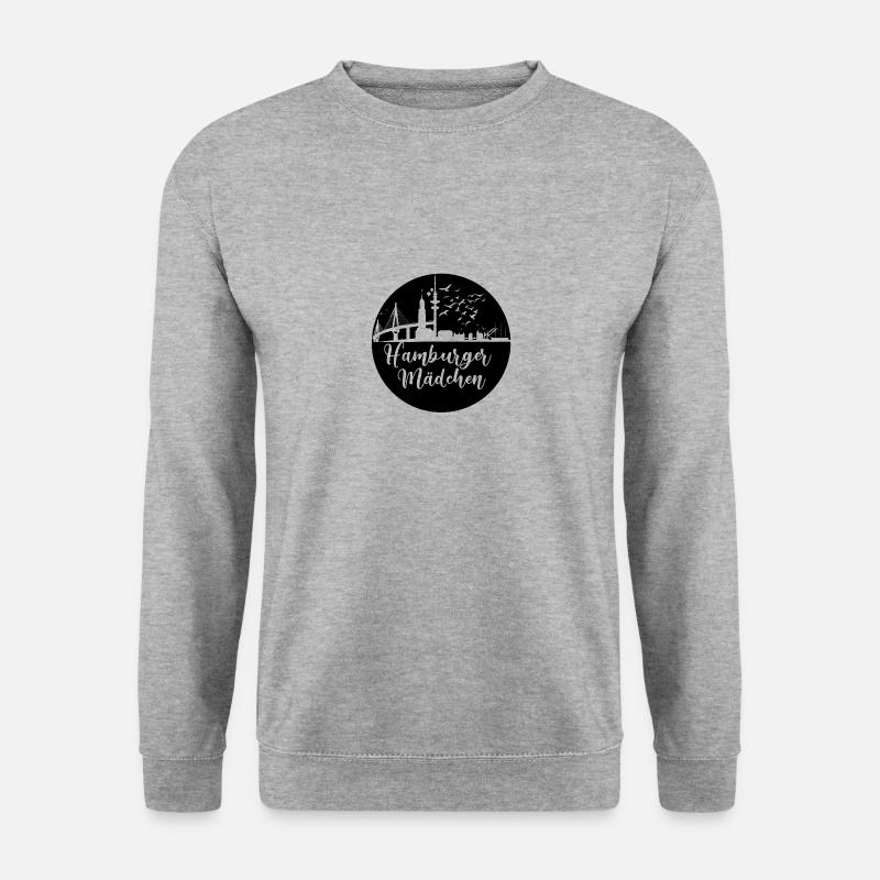 hamburger ,skyline,hamburg, scherenschnitt - Unisex Pullover - Weißgrau meliert