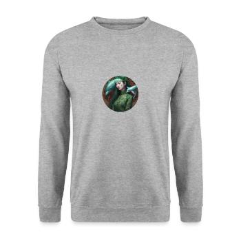 anime,delfine,asiatin,kreis,gothic,comic - Unisex Pullover - Weißgrau meliert - Vorne - Alina (178cm) & Michal (187cm)