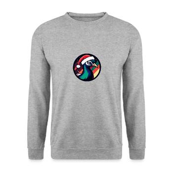 Pfau Vogel Weihnachten X-Mas - Unisex Pullover - Weißgrau meliert - Vorne - Alina (178cm) & Michal (187cm)