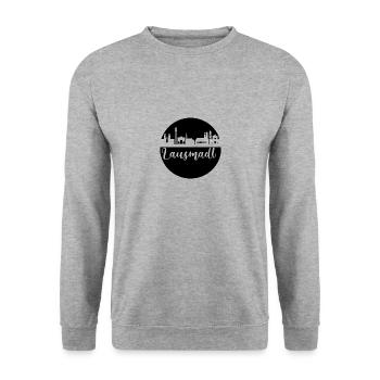 München skyline ,scherenschnitt,bayrisches madl - Unisex Pullover - Weißgrau meliert - Vorne - Alina (178cm) & Michal (187cm)