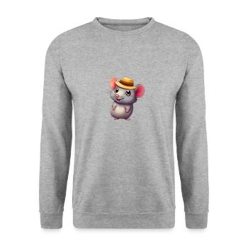 Cute mouse with hat - Unisex Sweatshirt - salt & pepper - Front - Alina (178cm) & Michal (187cm)