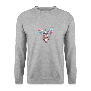 Esel Geburtstag Baby - Unisex Pullover - Weißgrau meliert - Vorne - Alina (178cm) & Michal (187cm)