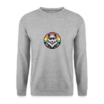 Wolf Comic Cool Sommer - Unisex Pullover - Weißgrau meliert - Vorne - Alina (178cm) & Michal (187cm)