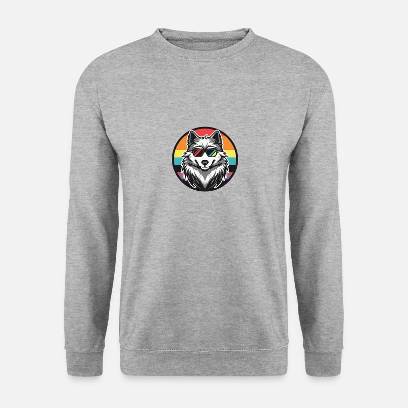 Wolf Comic Cool Sommer - Unisex Pullover - Weißgrau meliert