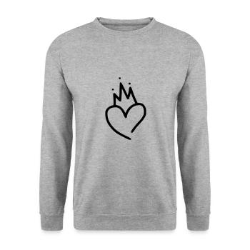 Coeur émoji croquis couronne autocollant - Sweat-shirt Unisexe - gris chiné - Devant - Alina (178cm) & Michal (187cm)