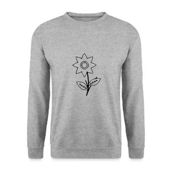 Dessin de fleur Nature croquis noir - Sweat-shirt Unisexe - gris chiné - Devant - Alina (178cm) & Michal (187cm)