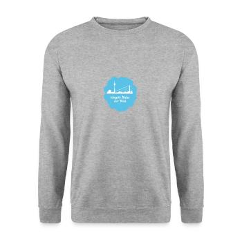 Düsseldorf,skyline,längste Theke der Welt - Unisex Pullover - Weißgrau meliert - Vorne - Alina (178cm) & Michal (187cm)