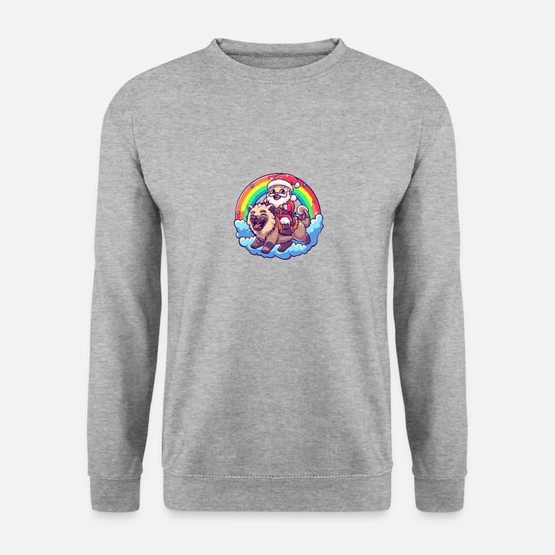 Hyäne Weihnachtsmann Regenbogen - Unisex Pullover - Weißgrau meliert