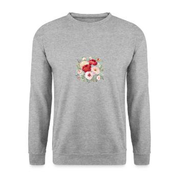 Blumenstrauß,Pfingstrosen,Mohnblumen,vintage,Blume - Unisex Pullover - Weißgrau meliert - Vorne - Alina (178cm) & Michal (187cm)