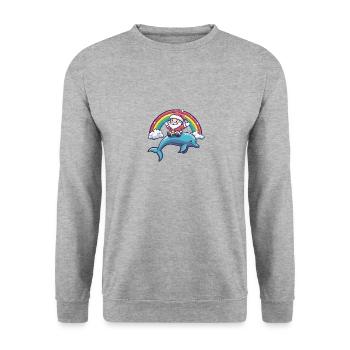 Dolphin Santa Claus Rainbow - Unisex Sweatshirt - salt & pepper - Front - Alina (178cm) & Michal (187cm)