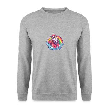 Drache Weihnachtsmann Regenbogen - Unisex Pullover - Weißgrau meliert - Vorne - Alina (178cm) & Michal (187cm)