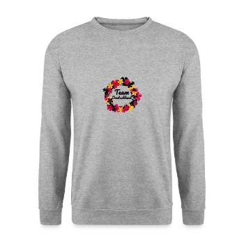 Deutschland,blumen, illustration,,Team Deutschland - Unisex Pullover - Weißgrau meliert - Vorne - Alina (178cm) & Michal (187cm)