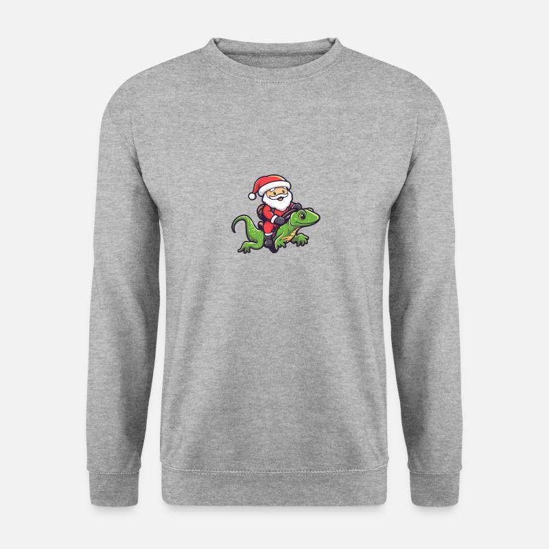 Echse Weihnachtsmann - Unisex Pullover - Weißgrau meliert