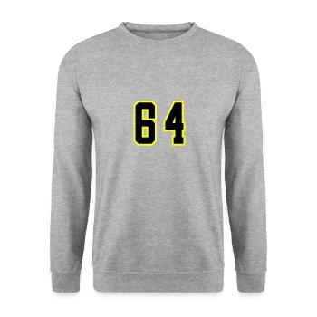 64 Zahl Trikot - Unisex Pullover - Weißgrau meliert - Vorne - Alina (178cm) & Michal (187cm)