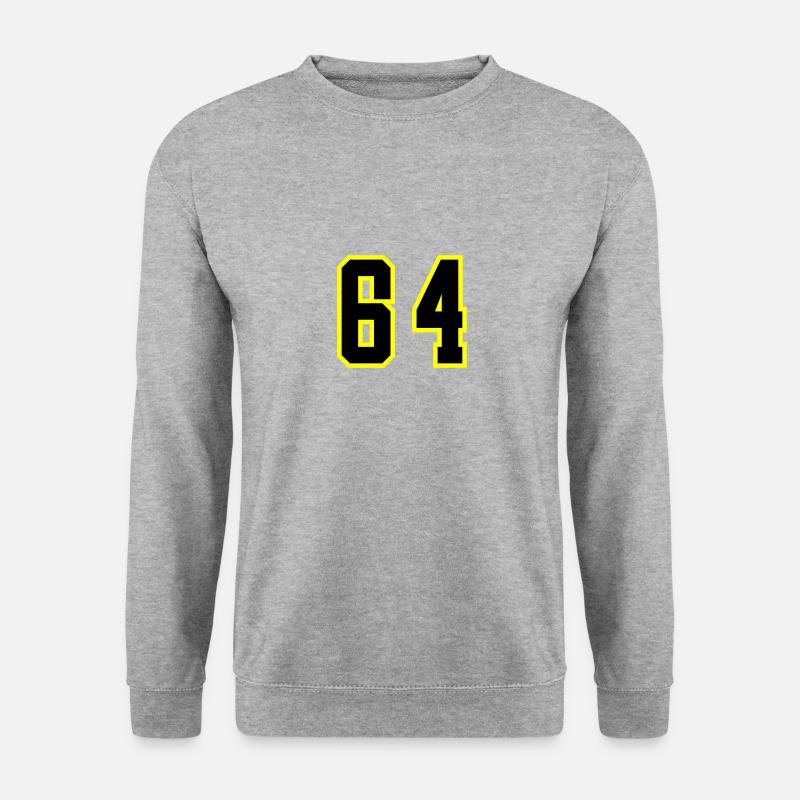 64 Zahl Trikot - Unisex Pullover - Weißgrau meliert