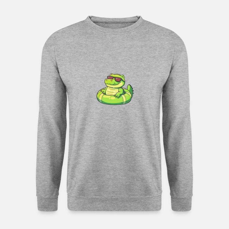Alligator Comic Cool - Unisex Pullover - Weißgrau meliert
