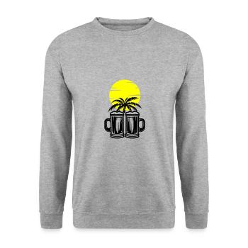 Bier Palmen Insel Urlaub - Unisex Pullover - Weißgrau meliert - Vorne - Alina (178cm) & Michal (187cm)