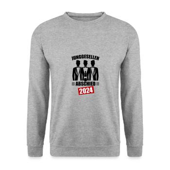 Junggesellenabschied Jga 2024 - Unisex Pullover - Weißgrau meliert - Vorne - Alina (178cm) & Michal (187cm)