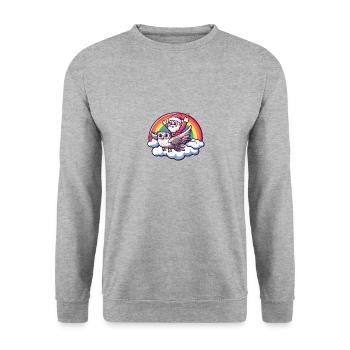 Owl Santa Claus Rainbow - Unisex Sweatshirt - salt & pepper - Front - Alina (178cm) & Michal (187cm)