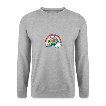 Ver Père Noël Arc-en-ciel - Sweat-shirt Unisexe - gris chiné - Devant - Alina (178cm) & Michal (187cm)