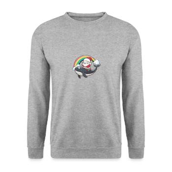 Wal Weihnachtsmann Regenbogen - Unisex Pullover - Weißgrau meliert - Vorne - Alina (178cm) & Michal (187cm)