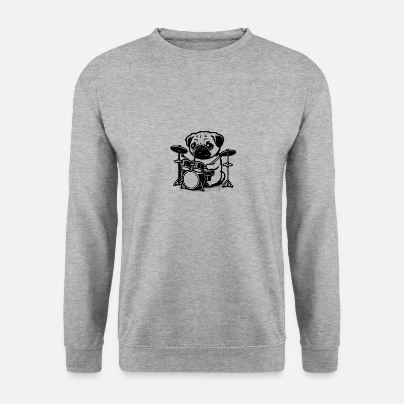 Cool Pug Drummer Drums Design - Unisex Sweatshirt - salt & pepper