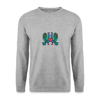 paon oiseau couple amour - Sweat-shirt Unisexe - gris chiné - Devant - Alina (178cm) & Michal (187cm)