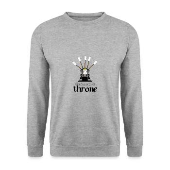 GOT Guimauve Throne cadeau humour game papa geek - Sweat-shirt Unisexe - gris chiné - Devant - Alina (178cm) & Michal (187cm)