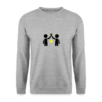 Freundschaft Beste Freunde - Unisex Pullover - Weißgrau meliert - Vorne - Alina (178cm) & Michal (187cm)