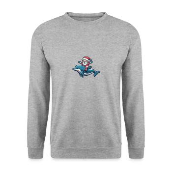Dolphin Santa Claus - Unisex Sweatshirt - salt & pepper - Front - Alina (178cm) & Michal (187cm)
