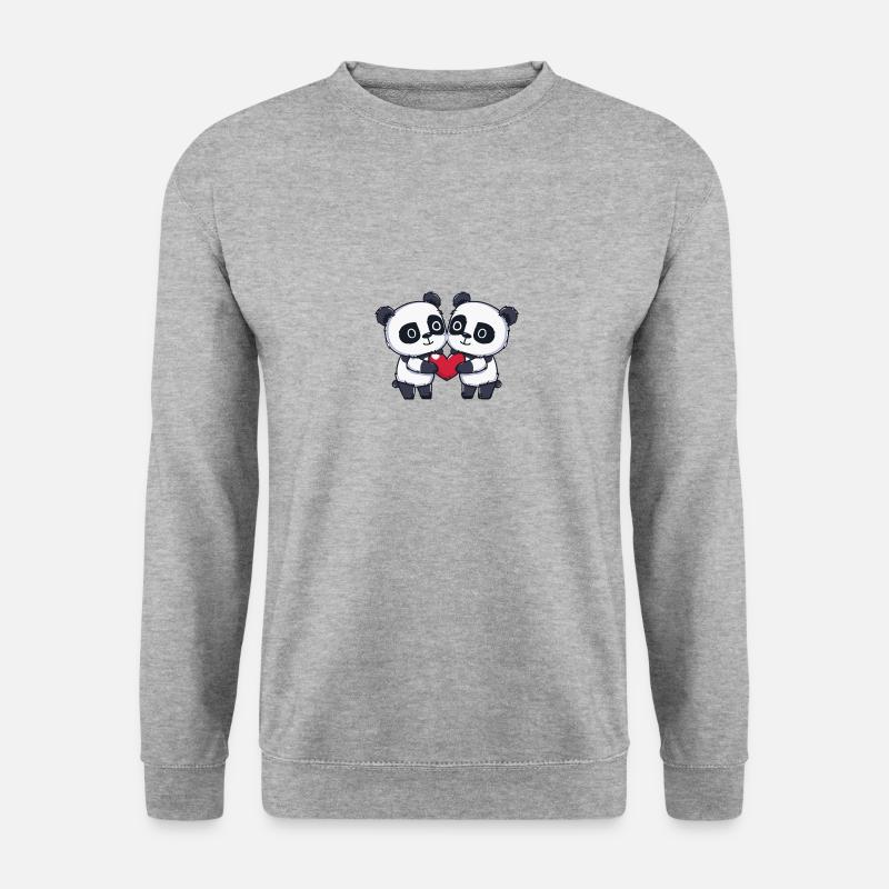 Panda Paar Valentinstag - Unisex Pullover - Weißgrau meliert