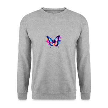 Butterfly, Colorful, Watercolor, Painting - Unisex Sweatshirt - salt & pepper - Front - Alina (178cm) & Michal (187cm)