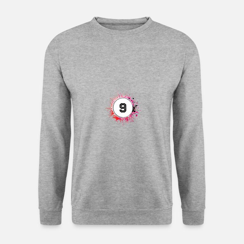 9 Zahl Klecks - Unisex Pullover - Weißgrau meliert