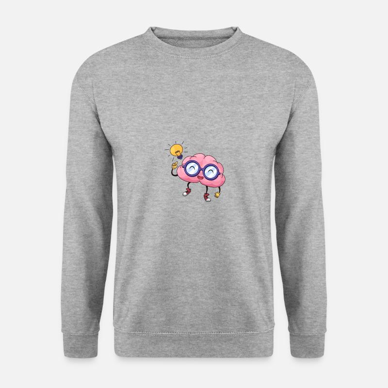 Gehirn Idee Comic Hand gezeichnet - Unisex Pullover - Weißgrau meliert